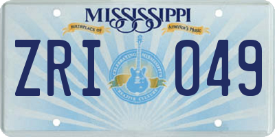 MS license plate ZRI049