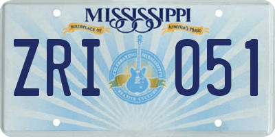 MS license plate ZRI051