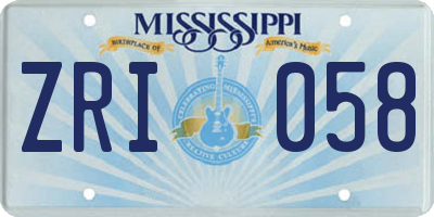 MS license plate ZRI058