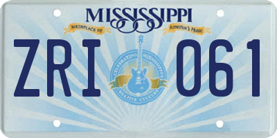 MS license plate ZRI061