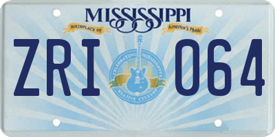 MS license plate ZRI064
