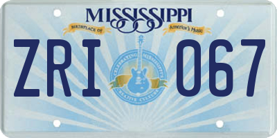 MS license plate ZRI067