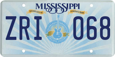 MS license plate ZRI068