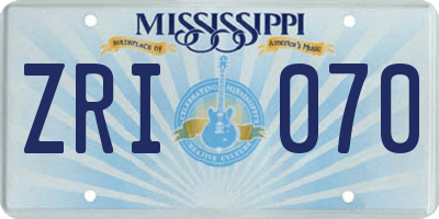 MS license plate ZRI070