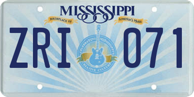 MS license plate ZRI071