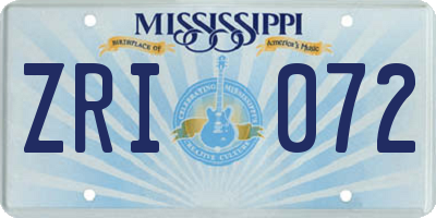 MS license plate ZRI072