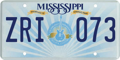 MS license plate ZRI073