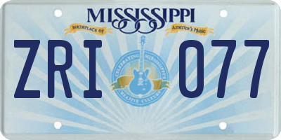 MS license plate ZRI077