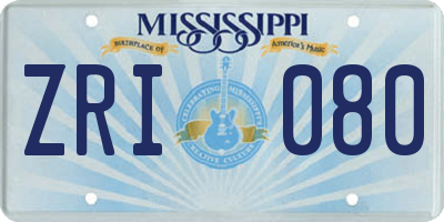 MS license plate ZRI080