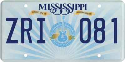 MS license plate ZRI081