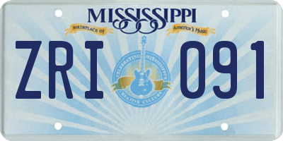 MS license plate ZRI091
