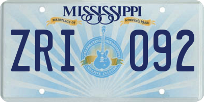 MS license plate ZRI092