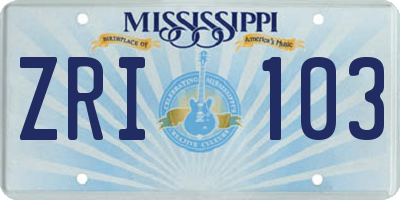 MS license plate ZRI103