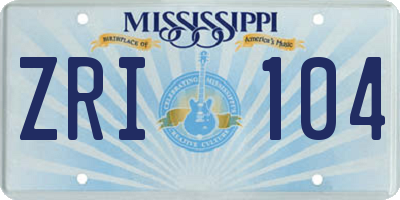 MS license plate ZRI104