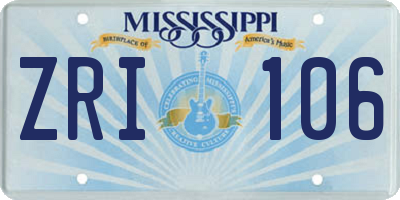 MS license plate ZRI106