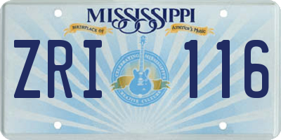 MS license plate ZRI116