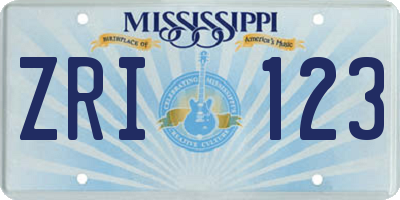 MS license plate ZRI123