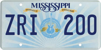MS license plate ZRI200