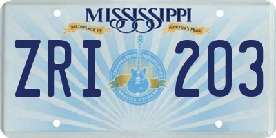 MS license plate ZRI203