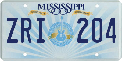 MS license plate ZRI204