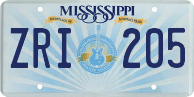 MS license plate ZRI205