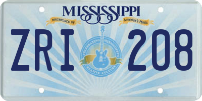 MS license plate ZRI208