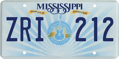 MS license plate ZRI212