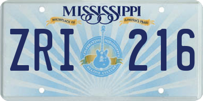 MS license plate ZRI216