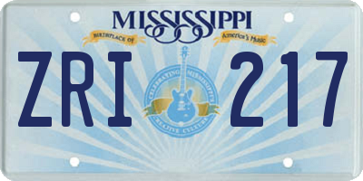 MS license plate ZRI217