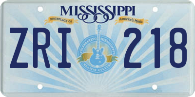MS license plate ZRI218