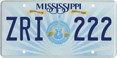 MS license plate ZRI222