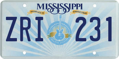 MS license plate ZRI231