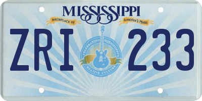 MS license plate ZRI233