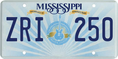 MS license plate ZRI250