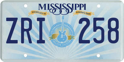 MS license plate ZRI258
