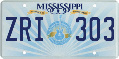MS license plate ZRI303