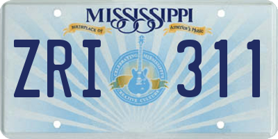 MS license plate ZRI311