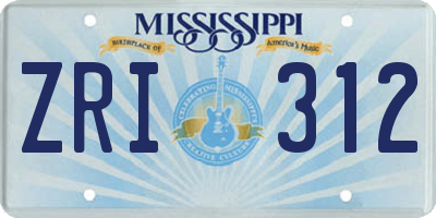 MS license plate ZRI312