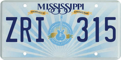 MS license plate ZRI315