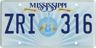MS license plate ZRI316