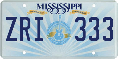 MS license plate ZRI333