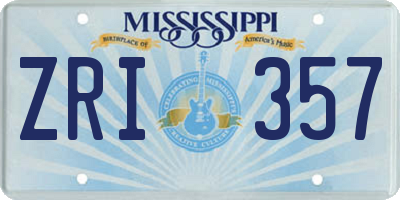 MS license plate ZRI357
