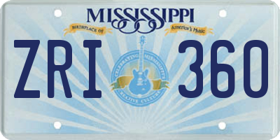 MS license plate ZRI360