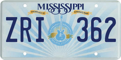 MS license plate ZRI362