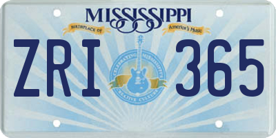 MS license plate ZRI365