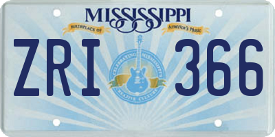 MS license plate ZRI366