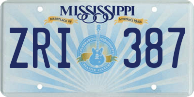 MS license plate ZRI387