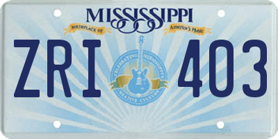 MS license plate ZRI403