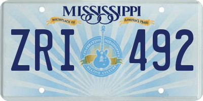 MS license plate ZRI492