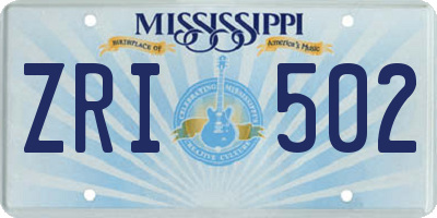 MS license plate ZRI502